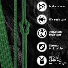 Teceum Paracord Type Iii 550 Green 100 Ft 4Mm Tactical Rope Mil-Spec Outdoor