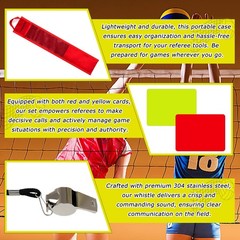 Volleyball Referee Flags Set with Whistle, Cards, and Storage Bag – 4PCS