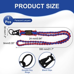 Paracord Lanyard, Strong Lanyard with USA Flag, Red and Blue