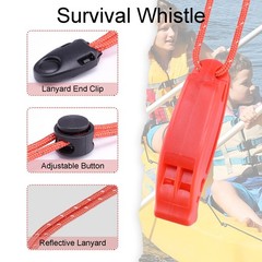 4 Pcs Emergency Whistles with Lanyard for Swimming Kayaking Hiking Camping