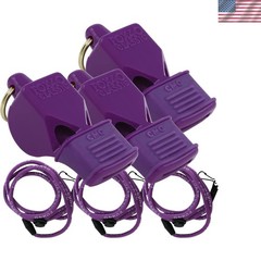 Classical CMG Whistle with Breakaway Lanyard 3 Pack 115DB Water-Resistant Purple