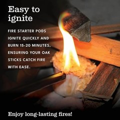 Superior Trading Oak Mini Fire Wood w/Fire Starter Pods, Winter Fireplace Sta…