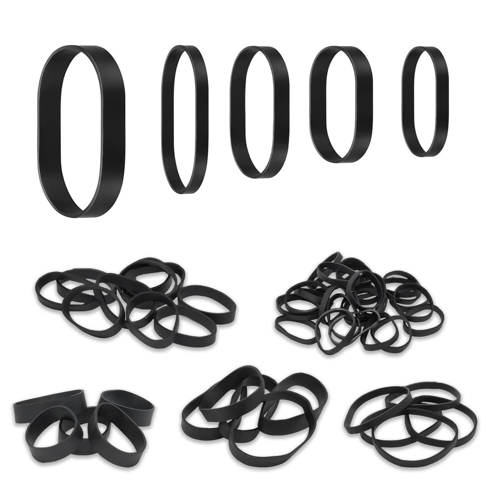 YiiSeeJo 70 Pcs Tactical Rubber Bands 5 Sizes, Black Elastic Wide Thick