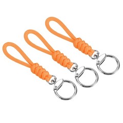 3pcs 5″ Paracord Lanyard with Clasp Wrist Cord Badge Holder Strap, Orange