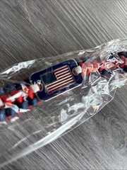 USA United States Flag Paracord Clip On Bracelet Red White & Blue Wristlet