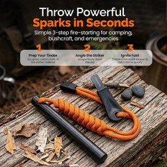 4 Inch Survival Ferrocerium Drilled Flint Waterproof High Spark Fire Starter | F