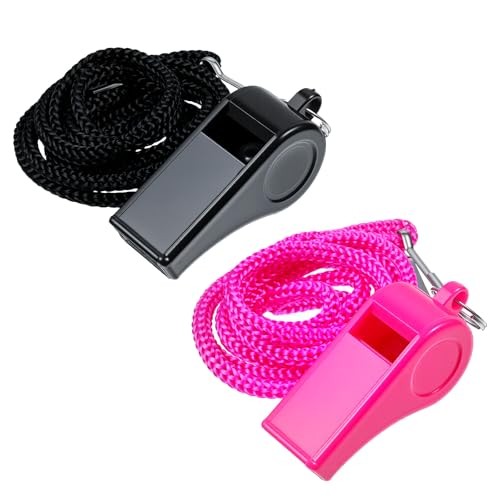 2Pcs Referee Whistle Pink and Black Plastic Sports Whistle for Coaches Loud
