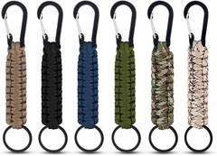 6 Pack Paracord Keychain with Carabiner Braided Lanyard Key Chain Paracord Carab