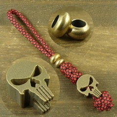 Brass “Skull” knife Lanyard Bead Paracord beads crafted for EDC gear XLH035