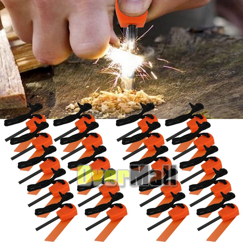 20X Fire Starter Flint Steel Striker Survival Kit Ferro Rod Camping Outdoor Tool