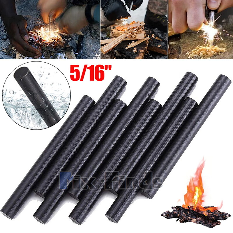 8 Packs Ferrocerium 5/16″ Flint Fire Starter Survival Magnesium Rods for Camping