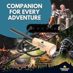 15,000+ Flint Steel Fire Rod Fire Starter with Wooden Handle – 1 Pack