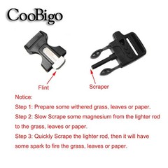 CooBigo 10Pack 3/4″ (19mm) Fire Starter Survival Whistle Buckle 19MM, Black