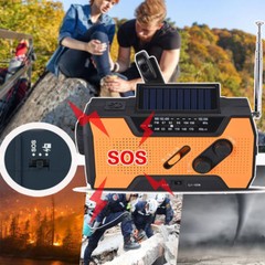 Emergency Solar Hand Crank Weather Radio 2000mAh Power Bank Charger Flash Light