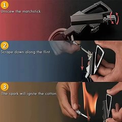 Outdoor Kerosene Lighter Metal Keychain Refillable Fire Starter Survival Gear