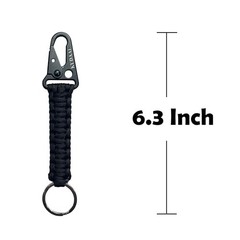 Paracord Keychain with Carabiner, Key Fob Braided Lanyard Keychain Black&green