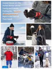 PETREL Women Heated Gloves, USB Rechargeable Touchscreen Medium, Black Red