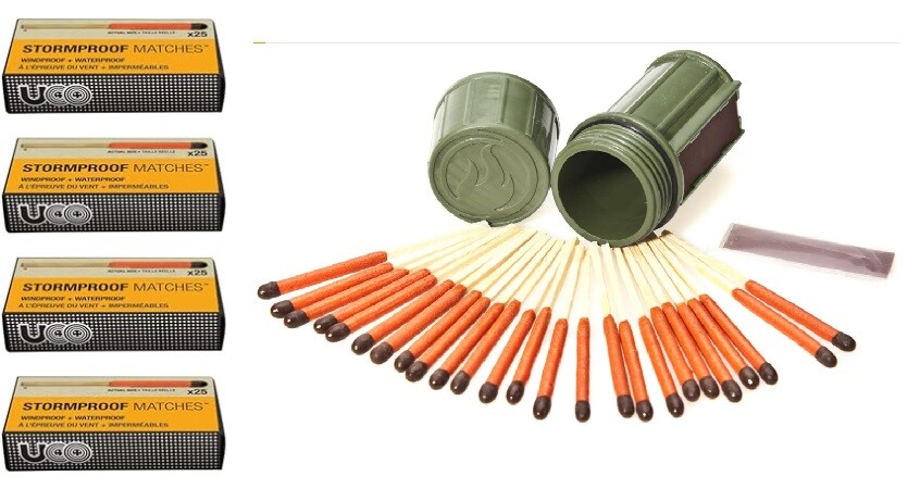 UCO Stormproof Match Kit (Green) Plus 4 Refill Packs of 25
