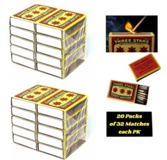 Swedish Camping Matches Three Stars Safety Matches 2 Pks/10 Pks/32 matches ea.