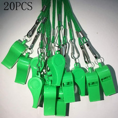 20 Pcs Plastic Loud Whistles with Lanyard for Referee Coaches Basketball Footbal