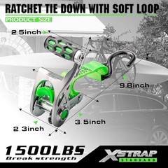 1in x 14ft Ratchet Straps with Ergonomic Aluminium Alloy Handle and Coated 4PK