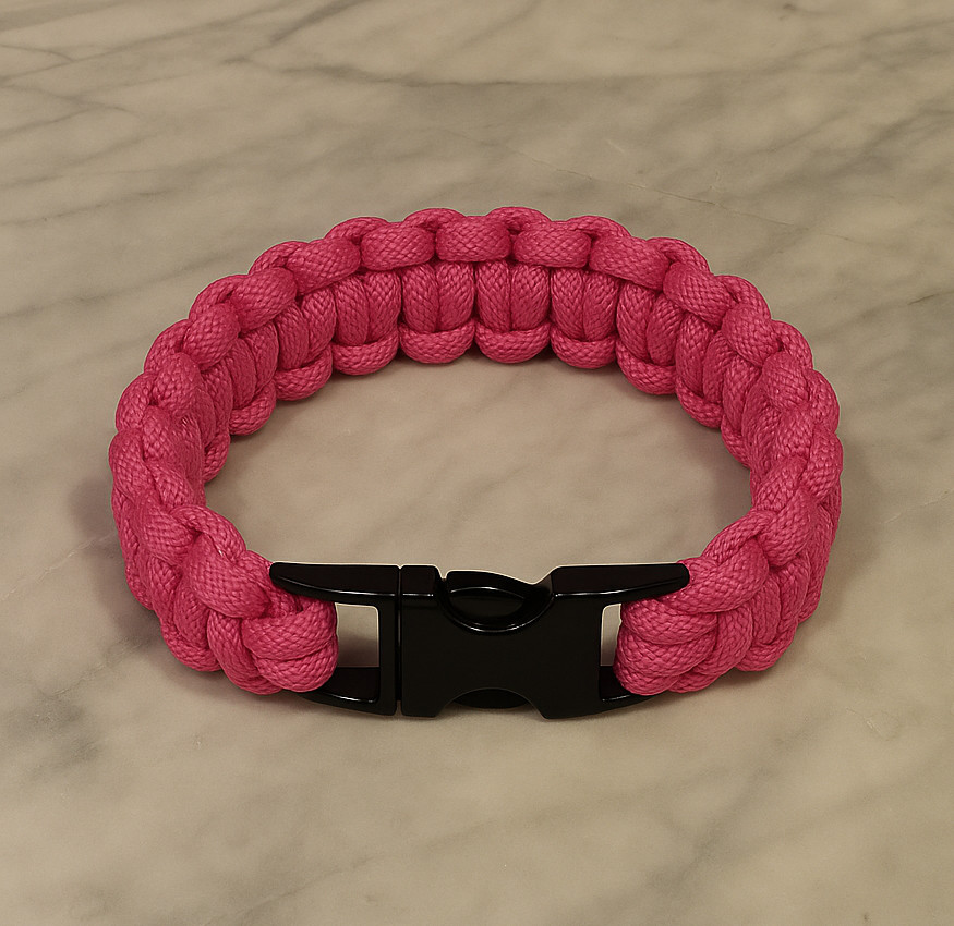 Fuchsia Pink Cobra Paracord Bracelet with Metal Buckle