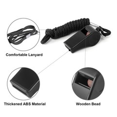 24 Pack 120dB Loud Referee Whistles with Lanyards – Heavy-Duty Black Sport