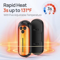 DeeKom Rechargeable Hand Warmers 2 Pack, Rapid Heating Within 3 Seconds Black