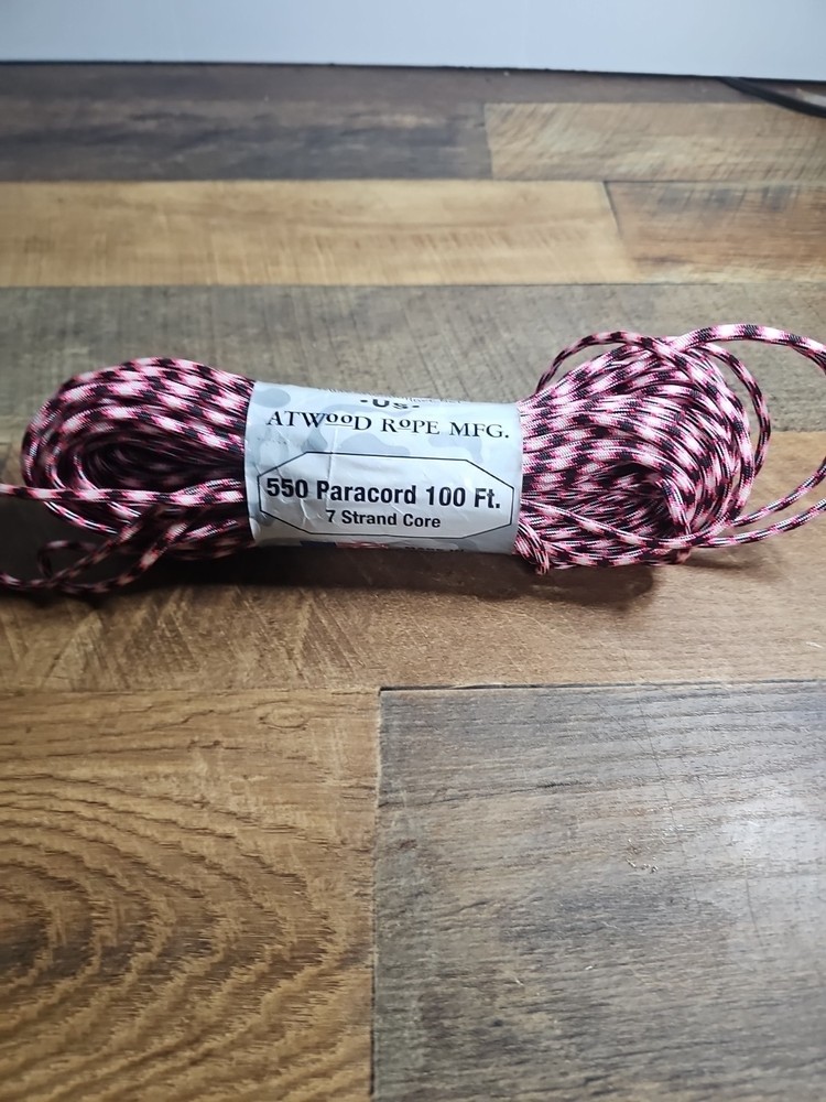 New Atwood Rope MFG Parachute Cord Diamond Blk/red C550 DIAMOND