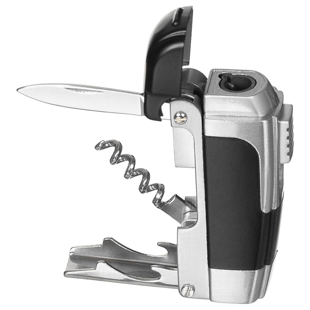 MFH Functional Gas Lighter Windproof Outdoor Camping Multi Tool Unfilled Silver