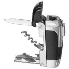MFH Functional Gas Lighter Windproof Outdoor Camping Multi Tool Unfilled Silver