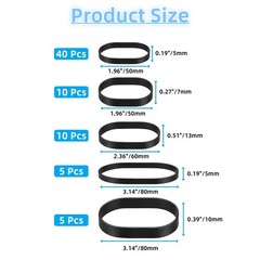 YiiSeeJo 70 Pcs Tactical Rubber Bands 5 Sizes, Black Elastic Wide Thick