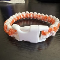 Orange & White Paracord Bracelet Adjustable Plastic Side-Release Buckle