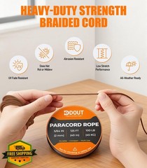 DDOUT 2mm Paracord 100lb Tan 125FT Nylon Crafting Fishing Camping