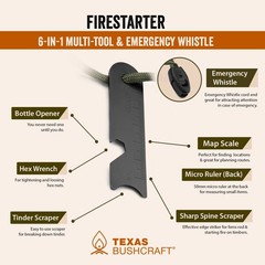 Texas Bushcraft Fire Starter – 3/8″ Ferro Rod with Striker & Paracord Lanyard