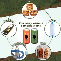2 Pcs 10L Waterproof Bear Bags with 4 Nylon Ropes, 4 Clips & 2 Rock Pockets &…