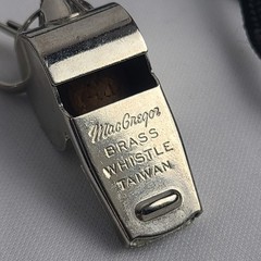 Vintage MacGregor Brass Coaches Whistle Cork Ball Silver Color Taiwan Coach Ref