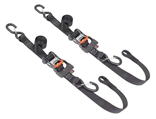 1.5in x 6.5ft Ergonomic Locking Ratchet Soft-Tye Straps with Heavy Black/Black
