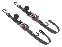 1.5in x 6.5ft Ergonomic Locking Ratchet Soft-Tye Straps with Heavy Black/Black