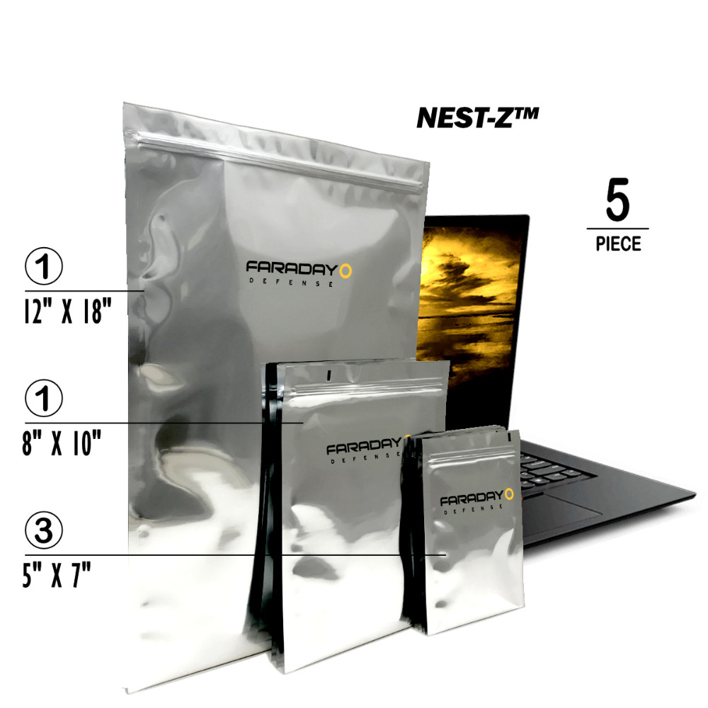 Faraday 5 PC Medium Kit NEST-Z EMP 7 Mil Moisture Barrier 5-Layer Bags