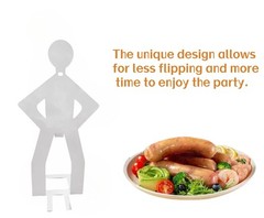 4 PCS Funny BBQ Stand Man Hot Dog Holder-Reusable Stainless Steel Hotdog and Sau