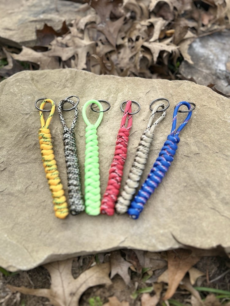 6 Handmade 550 Paracord Keychains, Rugged EDC, Emergency Utility Tool