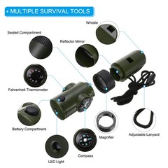7-in-1Survival Whistles, 3 Pack Multi-Tool Whistle with Lanyard