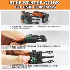 Paracord Survival Bracelet (3 Pack) – Black+Orange Black+Army Green (3pc)
