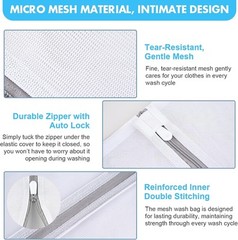 Mesh Laundry Bags for Delicates, 3 Pack Wash in black