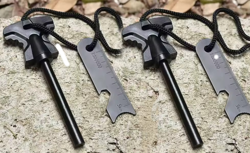 2pc Fire Starter Flint Steel Striker Survival Kit Ferro Rod Camping Outdoor Tool