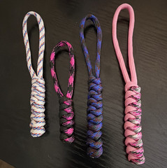 Handmade Paracord Zipper Pull Loop Lanyards, 4 Pack Multicolor Nylon 3.5in