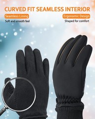LOUXPERT Winter Waterproof Gloves for Women: Water Proof Touch X-Small, Black