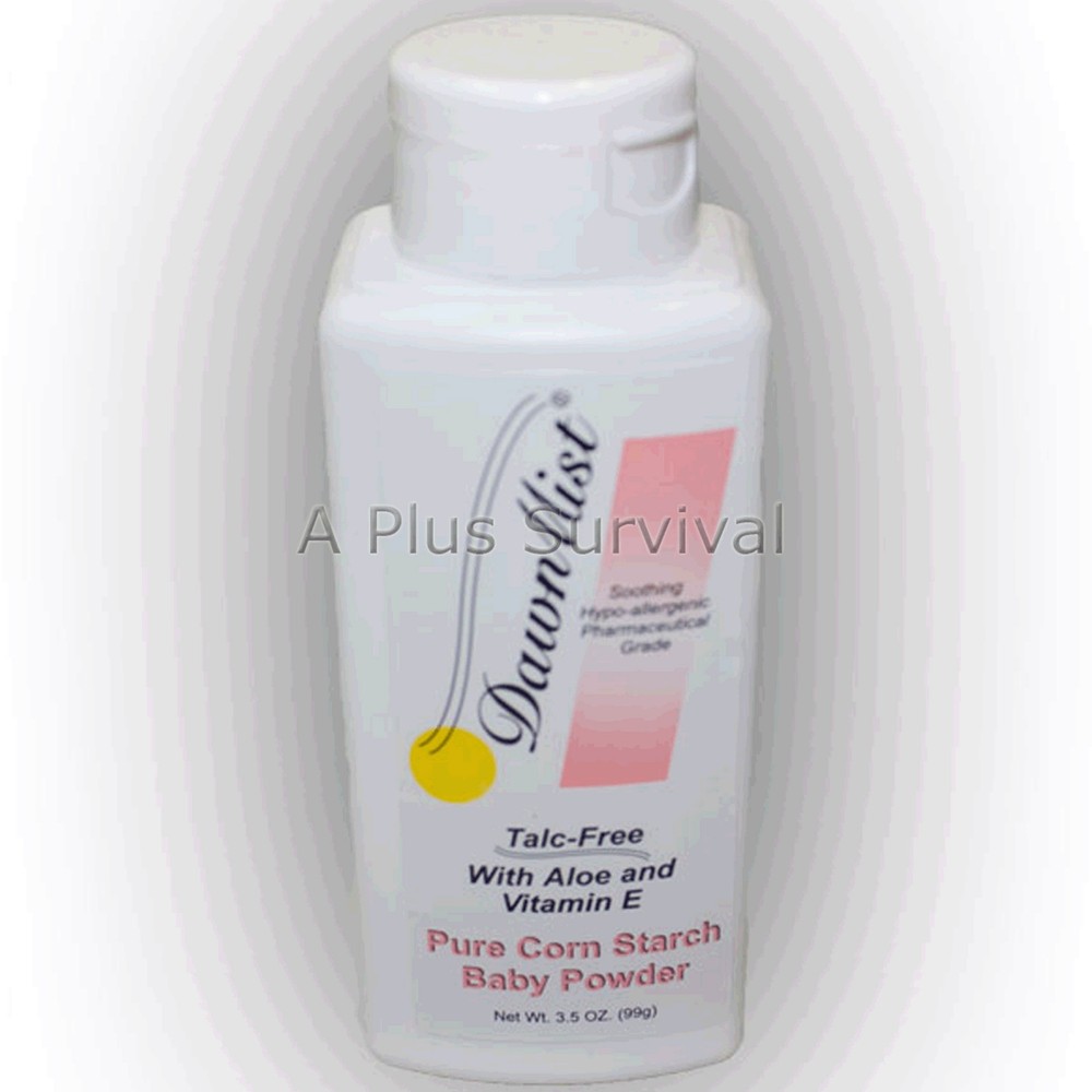 Corn Starch Baby Powder Talc-Free 3.5 oz Aloe Vitamin E First Aid Survival Kits