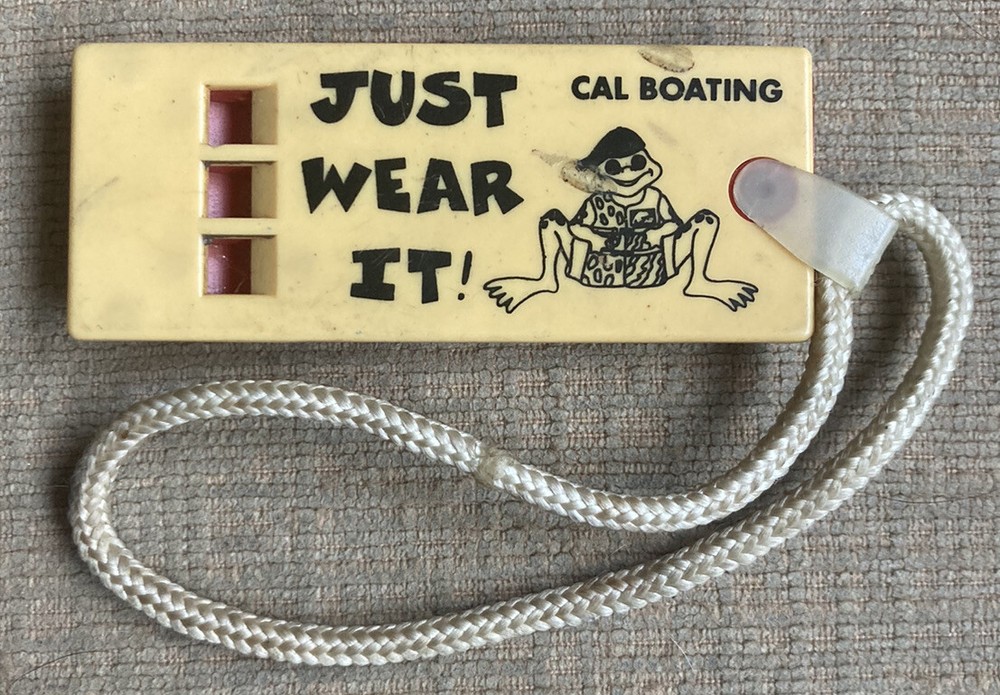 Cal Boating Rescue Whistle Just Wear It Tag Life Jacket Vest California Trinket